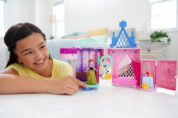 Mattel Disney Frozen Toys, Storytime Stackers Anna's Arendelle Castle, Stackable Doll House with Small Doll, Olaf & 7 Pieces, Inspired by The Movies