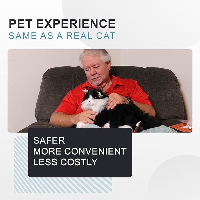 Chongker Interactive Companion Robot Cat Pets, Handmade Weighted Stuffed Animals, Cat Plush Toy with Voice Response, Realistic Heartbeat and Purring, Black Cat