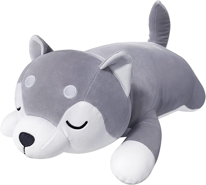Auspicious beginning 30'' Husky Stuffed Animal Plush Pillow, Huskies Anime Body Pillow, Kawaii Stuff Animal Plush Toy, Big Plushie Stuffed Dog Giant Plush Throw Pillow Gifts for Boys Girls