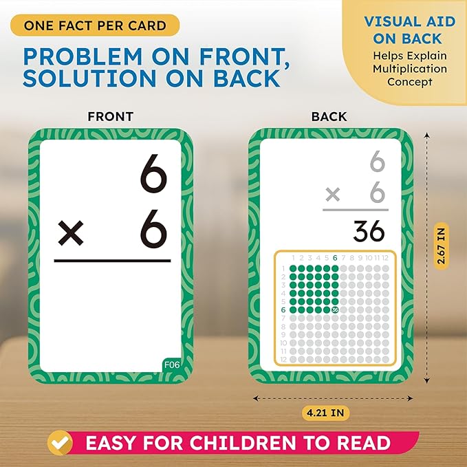 JoyCat 162 Multiplication Flash Cards - All Facts 1-12 Times Tables with Visual Aids Mastered & Review Sorting for Kids 3rd 4th 5th Grade or Homeschool Supplies