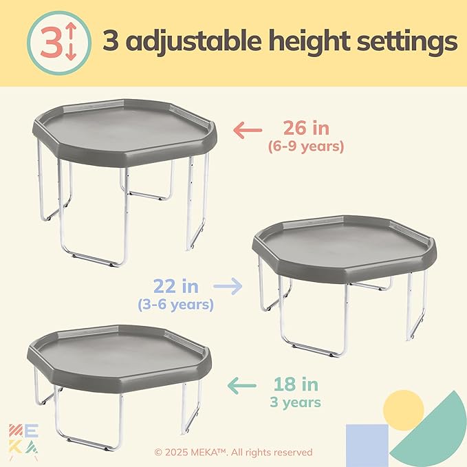 MEKA Large Tuff Tray Set (Grey), Sensory Tray Plus Stand, Sand and Water Table for Toddlers, Outdoor Water Table and Sensory Table, Kids Water Table, Sand Tray, Play Tray, Tuff Tray for Sensory Play