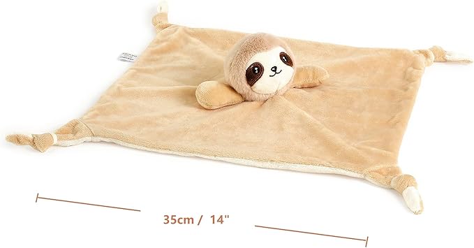 CREVENT Cozy Plush Baby Security Blanket, Loveys for Baby Girls and Boys, Birthday (Sloth + Tag)