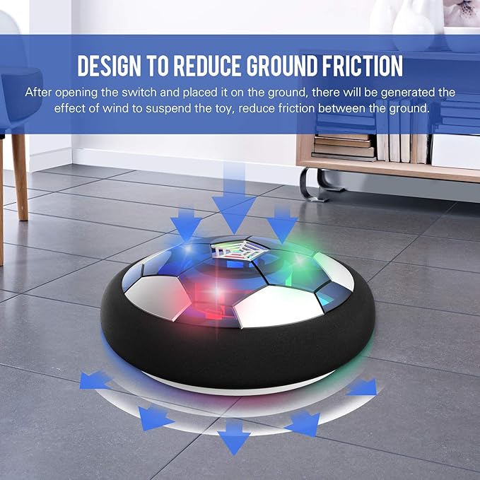 Hover Soccer Ball Boy Toy, Air Powered Floating Hover Soccers with LED Light, Kids Training Soccer Ball Indoor Outdoor Game, Birthday Gifts for Age 3 4 5 6 7 8-10 Years Old Boys Girls