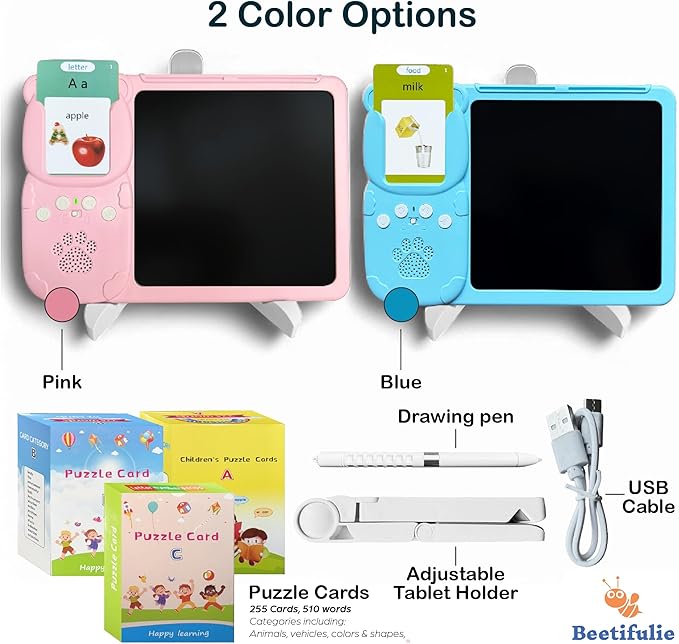 Talking Flash Cards for Toddlers - LCD Writing Tablet Kids - Drawing Tablet Toddler Toys 510 Sight Words Learning Montessori - Autism & Speech Therapy Toys - Kindergarten Gifts