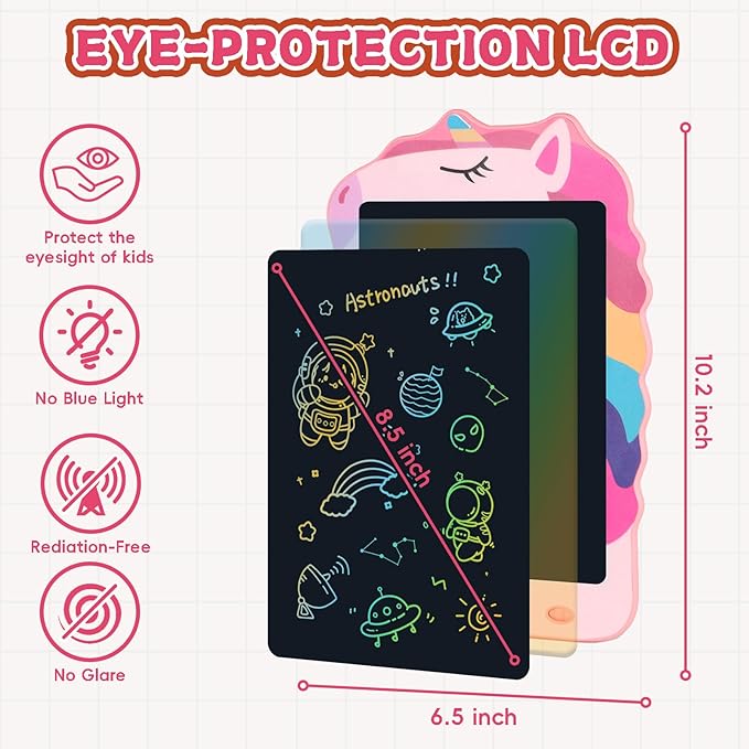 Unicorn Toys LCD Writing Tablet for Girls Kids, Colorful Toddler Toys Drawing Board, Educational Kid Toys Doodle Pad Toys for 3 4 5 6-12 Years Old Girls Boys Birthday Party Christmas Gift, 8.5 Inch