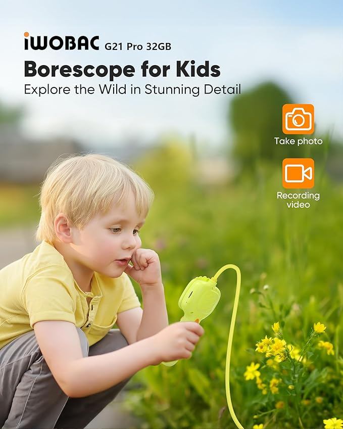 IWOBAC 2.6FT Borescope Snake Camera Toy with Light & 32GB SD Card for Kids Science Educational STEM Toys for Outdoor Camping Nature Exploration Birthday Gift for 4 5 6 7 8 9 10 12 Years Old Boy Girls