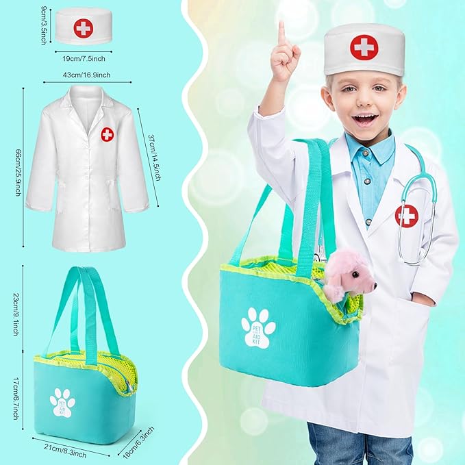 Sundaymot Doctor Kit for Kids, 37PC Pretend Play Doctor Toys, Doctor Kit for Toddlers 3-5, with Dog Toy, Medical Bag, Stethoscope and Other Accessories, for Boys and Girls Fun Role Playing Game
