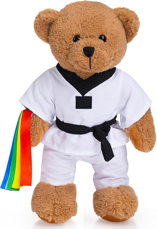 HollyHOME Taekwondo Bear Stuffed Animal Teddy Bear Plush in Taekwondo Uniform Martial Arts Plush Toy Gift for Kids and Taekwondo Lover 16inches