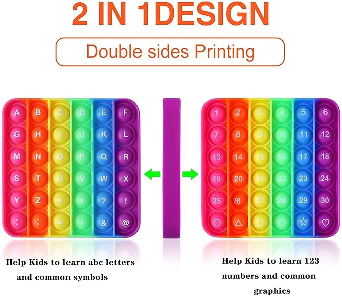 Letters P00p Fidget Toys,ABC Learning and Educational Toys,Poppers Fidget Toys,Stress Relief,Autism Sensory Toys [26 Letters on One Side | Numbers 1-30 on The Other Side] (1 Pack)