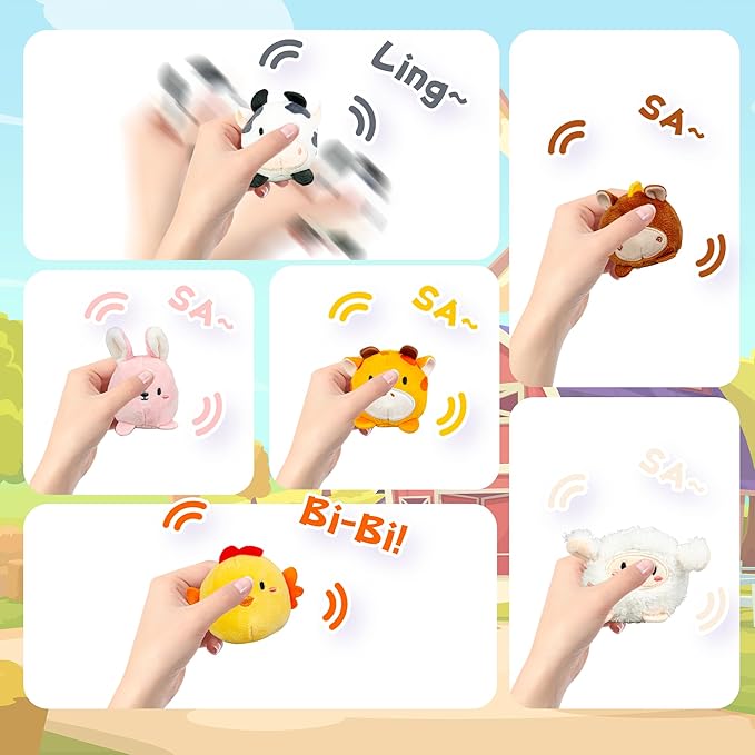 brenzo Baby Toys 6-12 Months, Montessori Sensory Playset Babies 0-3, Open The Barn Door to Fun, Tummy Time Companion w/ 6 Farm Animals , Rattle, Crinkle, Squeaker & Mirror, Ideal Newborn Toddler Gift