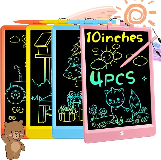 4 Pack LCD Writing Tablet for Kids 10 inch LCD Writing Board Erasable Colorful Doodle Board Drawing Pad for Kids Educational Learning Toys Birthday Gifts for 3 4 5 6 Year Old Boys and Girls Toddlers
