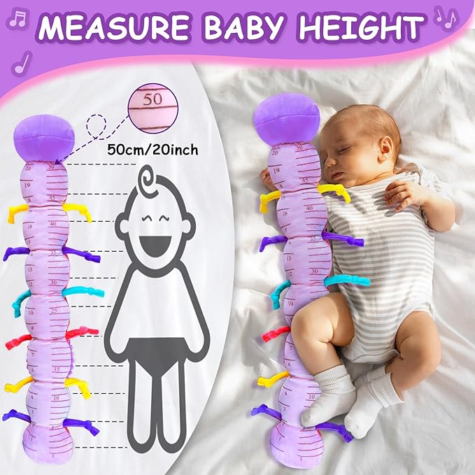 Baby Girl Stuffed Animal Toys with Multi Textures,Rattle,Crinkle,Baby Girl Gift 6 to 12 Months,Infant 3 4 5 7 8 9 Months Old Newborn Toy,Caterpillar-Purple