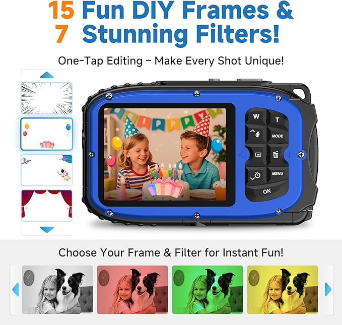 Underwater Floating Digital Camera – 48MP HD Bare-Body Waterproof Camera, No Case Needed for Underwater Fun & Childhood Memories (Blue)