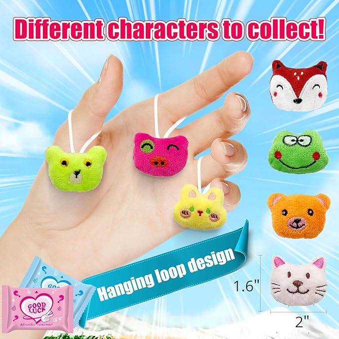 24 Pack Mini Stuffed Animals Blind Bags - Cute Keychain Plush Toys for Kids | Bulk Party Favors, Carnival Prizes, Claw Machine Goodie Bag Fillers & Classroom Rewards | Small Decoration