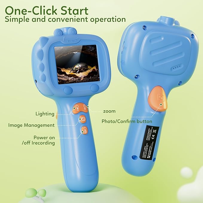 Kids Borescope Toys Camera with Light for 4-10 Years Old Boys Girls Birthday Gift 32GB Type-C Rechargeable STEM Science Educational Toy Snake Scope Camera for Outdoor Camping Nature Exploration