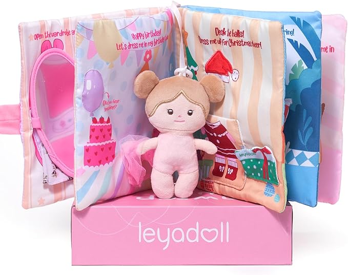 LeyaDoll Interactive Sensory Soft Cloth Book, Educational Crinkle Quiet Activity Busy Book for Babies,Toddler Travel Toy Gift for 1-3 Year Old Boys and Girls (Dress Me Right)