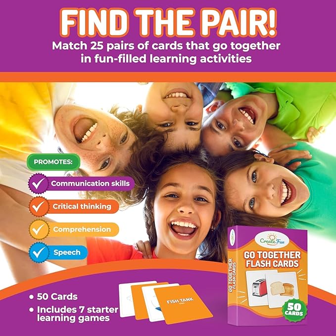 100 Go Together and Opposites Flash Cards Bundle, Matching Educational Photo Cards for Kids, Parents, Speech Therapy, Language Development, Cognitive Skills, Association Skills, and Gifted Learning
