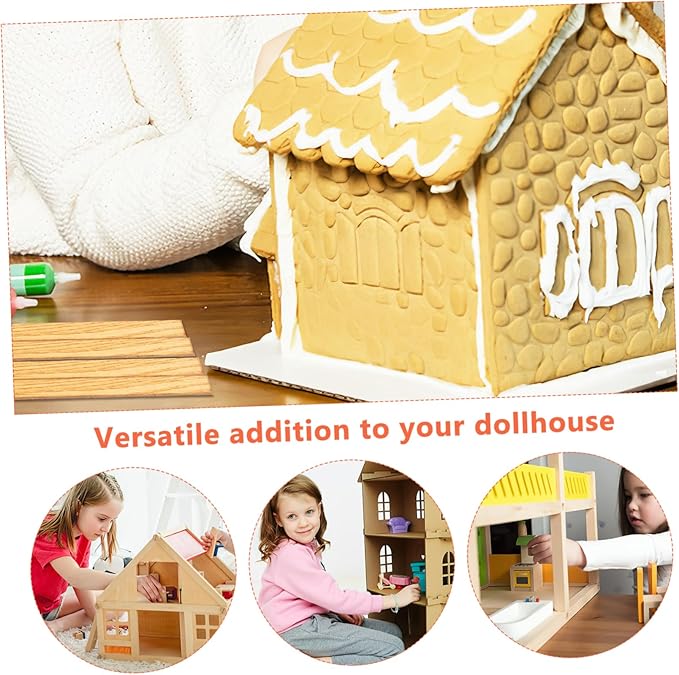 BESPORTBLE 40 Pcs Miniature Dollhouse Flooring Adhesive Plastic Tiles for Dollhouse Decoration DIY Easy Assembly Mini Floor Boards