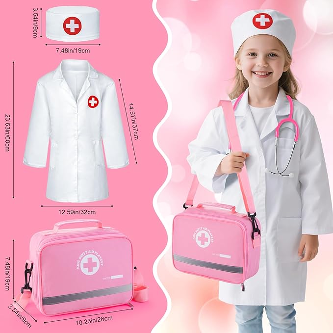 Sundaymot Doctor Kit for Girls, 34 Pcs Doctor kit for Toddlers 3-5 with Medical Storage Bag & Real Stethoscope Pretend Play Doctor Set, Doctor Play Gift for Kids Toddlers Role Play