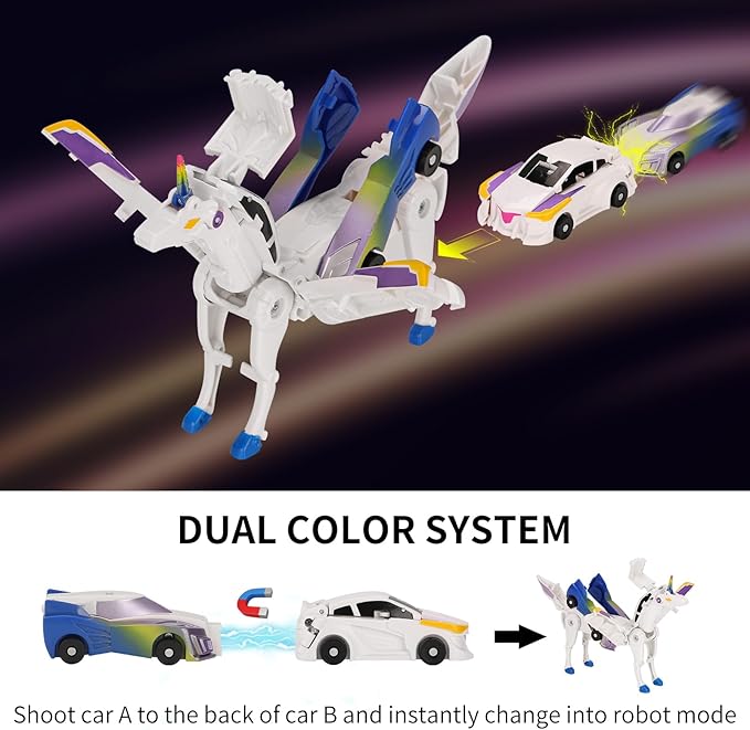 Car Toy transformable Unicorn, Sports car Collision Magic Unicorn, Children's transformable car Robot Suitable for Boys and Girls