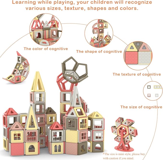 AOMIKS 151 PCS Set Magnetic Building Blocks Tiles for Kids Learning & Educational STEM Mini Building Toys for Girls and Boys Ages 3 4 5 6 7 8 Years Old 3D Magnetic Tiles