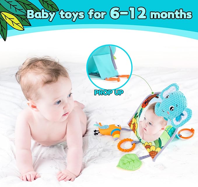 Koty Car Seat Toy - Kick and Play Activity Center with Mirror,Teether and Crinkle, Fun Travel Baby Toy for Rear Car Seat, Easier Drive with Newborns, Babies, Hanging Toys for Infants 0-6-12-18 Months