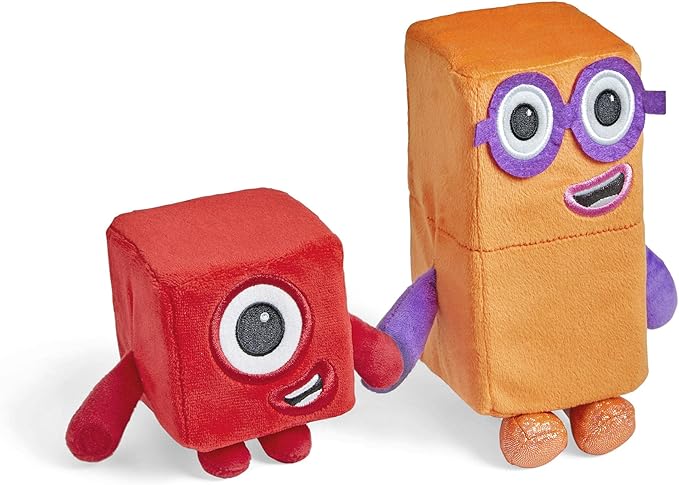 hand2mind Numberblocks One & Two Playful Pals, Plush Figure Toys, Numbers for Toddlers, Preschool Math Learning Toys, Stuffed Animal Plushies, Counting Blocks, Soft Stuffies, Kids Birthday Gifts﻿﻿﻿﻿