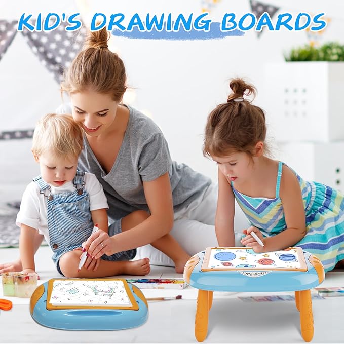 Toy for 1-2 Year Old Boys,Toddlers Toys with Magnetic Letters and Numbers, Art Easel for Kids 1 2 Year Old, Boy Birthday Christmas Gifts (Blue,Orange)