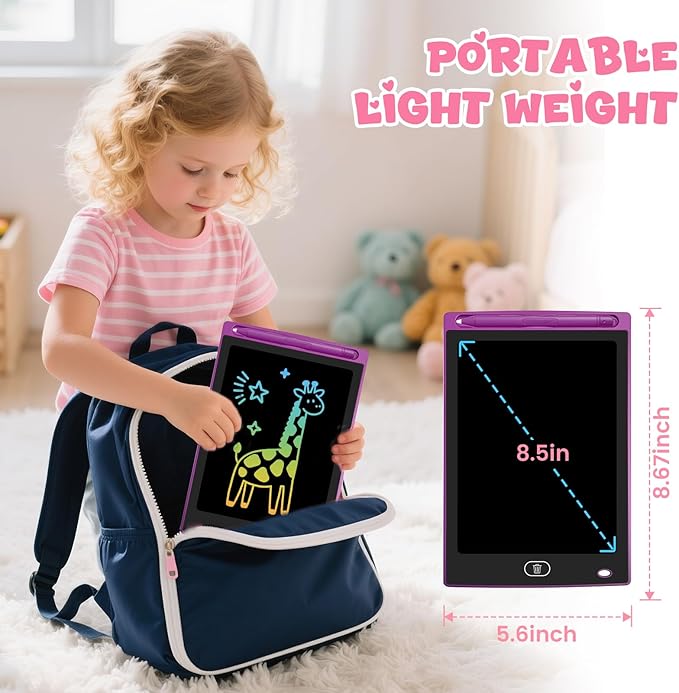 12 Pack LCD Writing Tablet for Kids, Erasable and Reusable Toddler Doodle Board in 8.5 inch, Ideal Educational Drawing Pad for Learning Toy for Ages 3-8 Gifts for Girls Boys
