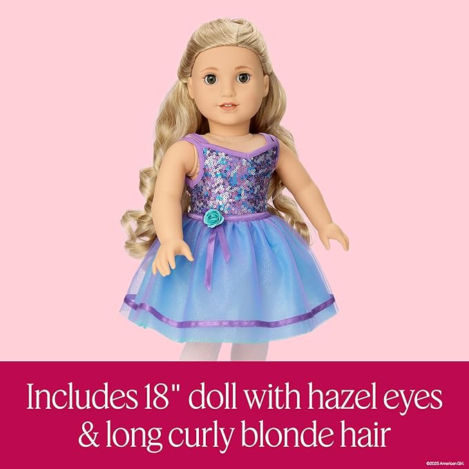 American Girl, Truly Me #125 Doll & Dance All Day Set, with Hazel Eyes, Curly Blonde Hair, Light Skin, Ages 6+