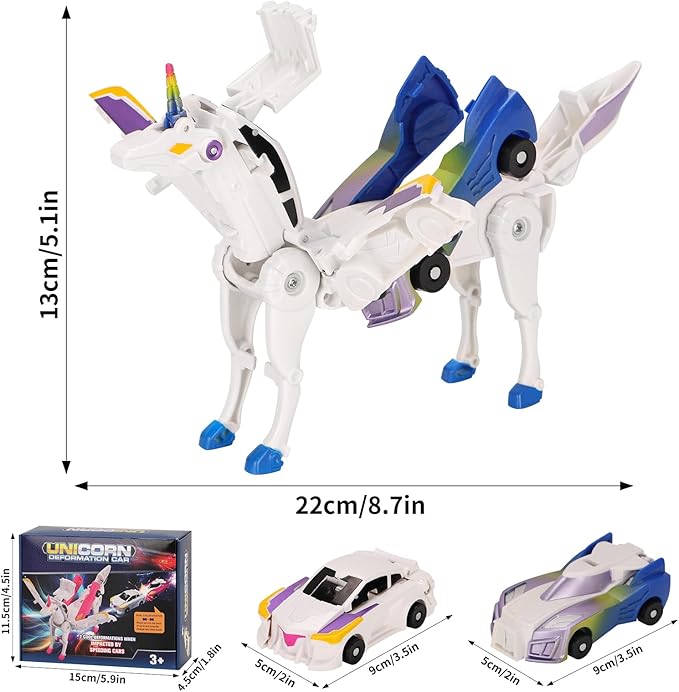 Car Toy transformable Unicorn, Sports car Collision Magic Unicorn, Children's transformable car Robot Suitable for Boys and Girls