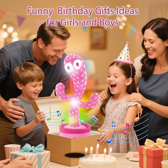 See n Say Toys for Toddlers 1-3 Talking Cactus Toy,2025 Dancing Baby Stuff Toy for 1 2 3 Year Old Boy Girl,Great Christmas Kids Gifts,Pink Infants Xmas Stocking Stuffers for Babies Items