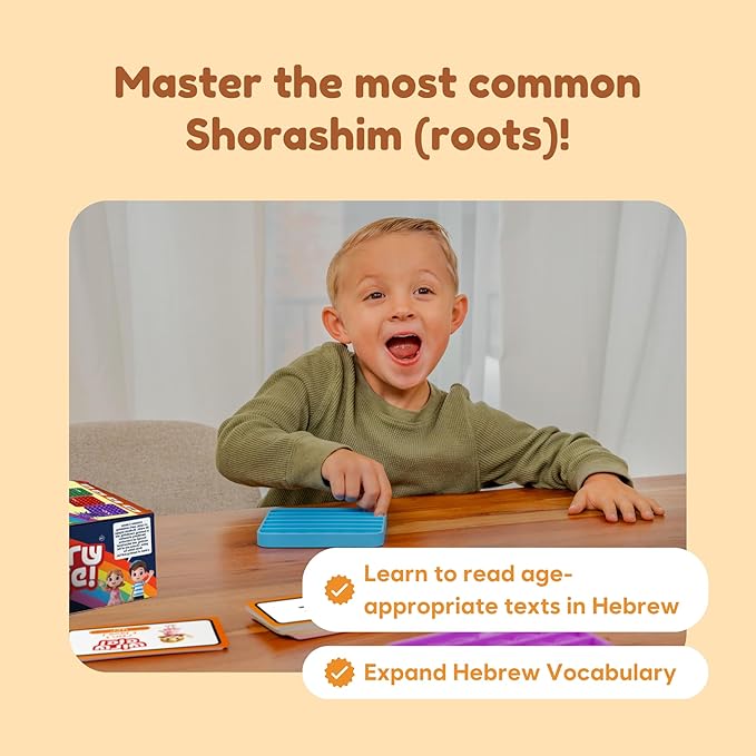THE FIDGET GAME Shoresh Pop! - Word Pop in Hebrew Learning, Educational Phonemic Awareness Toys for Grades 1 to 5, Interactive Fun with 50 Shorashim (Root Words) - 3 Decks of Cards Included