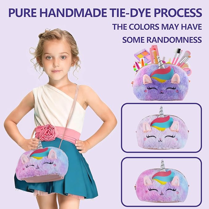 21Pcs Kids Makeup Kit for Girl, Princess Toys Real Washable Cosmetic Set with Oversized Fluffy Purse, Kids Makeup Sets for Girls, Play Make Up Birthday Gifts for 3 4 5 6 7 8 9 10 11 12 Years Old Kid