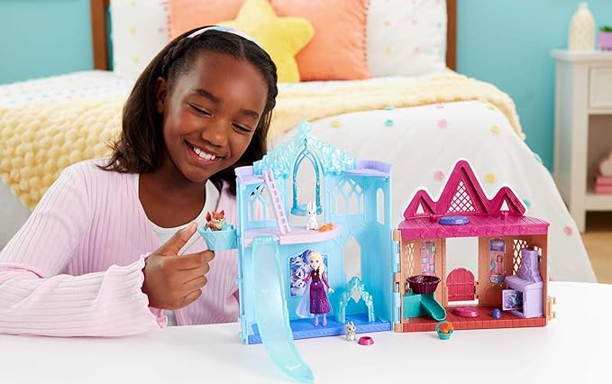 Mattel Disney Frozen Elsa Small Doll Playset w/ 10 Play Areas, 3 Animal Friends & 8 Accy, Storytime Stackers, Inspired by Animals of Arendelle