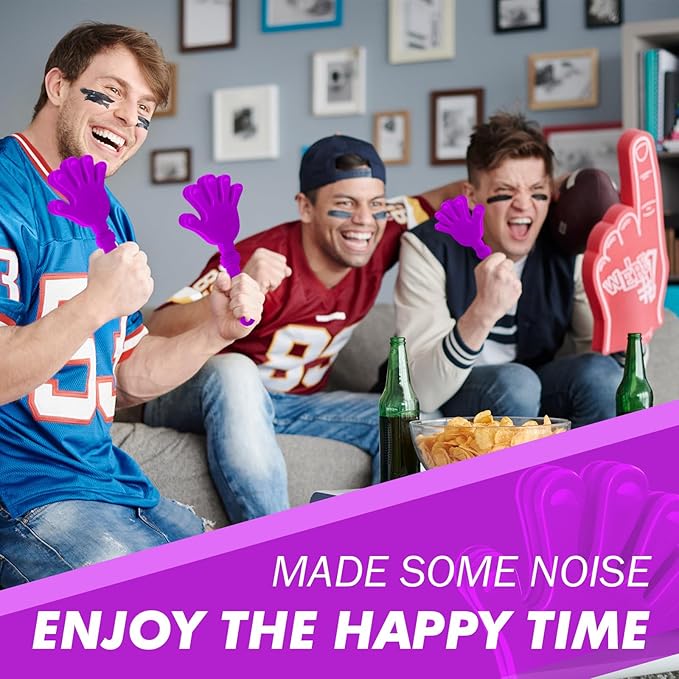 36 Pcs Hand Clappers Noisemakers 7.5 Inch Clappers Noisemakers Plastic Hand Clappers for Birthdays Game Football Sporting Events Cheers Supplies Dance Basketball Football Noisemakers（Purple）