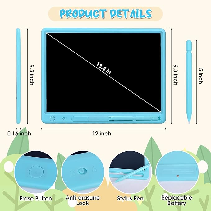 LCD Writing Tablet for Kids, 15 Inch Colorful Drawing Doodle Board, Learning Educational Drawing Pad Toys for Kids, Christmas Birthday Gift for 3 4 5 6 7 8 9 Year Old Girls Boy