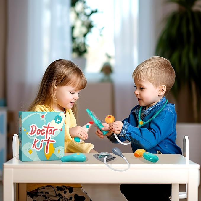 Doctor Kit for Toddlers 3-5 - Preschool Pretend Play Medical Kit with Stethoscope, Blood Pressure Cuff and Carrying Bag- Dress Up Toys for Kids Ages 3+ Years
