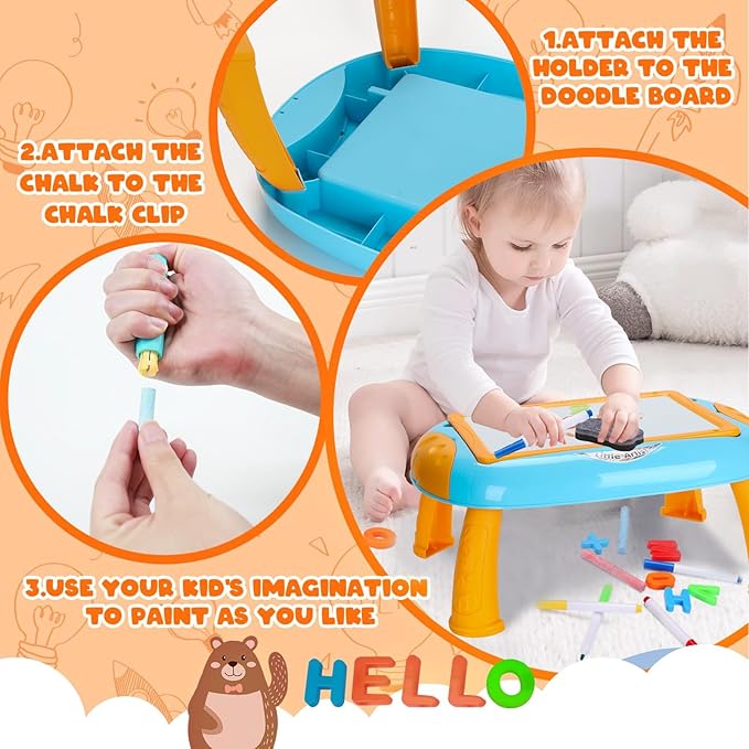 Toys for 1-2 Year Old Boys, Toddler Boy Toy with Magnetic Letters and Numbers, Learning and Educational Toys for 1 2 Year Old, Boys Birthday Christmas Gifts (Blue,Orange)