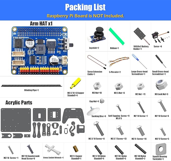 Adeept 5-DOF Robotic Arm Kit Compatible with Raspberry Pi 4 B 3 B+ B A+, Programmable DIY Coding STEM Educational 5 Axis Robot Arm with Python Code and Tutorials(PDF) - Black