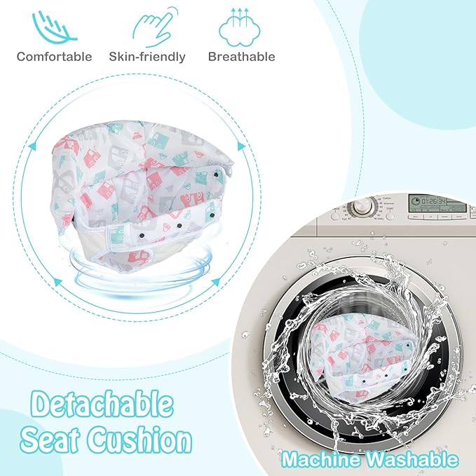 HONEY JOY Baby Walker, 6-in-1 Foldable Baby Walker and Bouncer Combo, Infant Activity Walker with Wheels, Adjustable Heights, Rocker, Music, Lights, Walker for Baby Boy Girl 7-14 Months (Green)