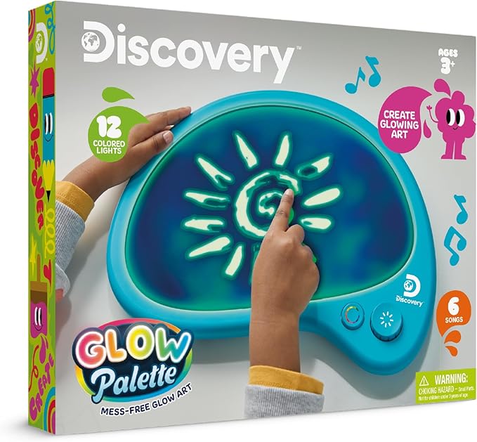 Discovery™ Mess-Free Glow Palette - Interactive Light-Up Art Pad with 12 Colors & Musical Play| Painting & Drawing Tablet| Travel Art Activity Kit| Arts & Crafts Toy for Kids Boys Girls Ages 4+