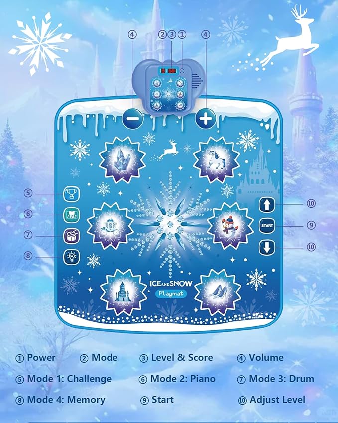 Frozen Toys Dance Mat for Girls – Bluetooth Light-Up Musical Floor Mat with 4 New Game Modes, Adjustable Volume, 2025 New Gift for Girls Ages 3-12 Birthday & Christmas