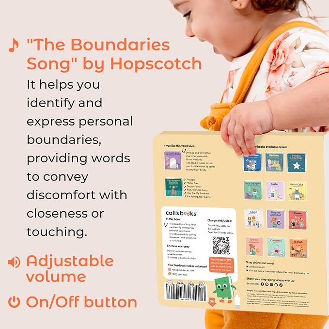 Cali's Books The Boundaries Song by Hopscotch - Feelings Musical Book for Toddlers 1-3 Years Old, Music Books for Kids Emotion, Singing Toy for Children Girls, Baby Sound Toys for Toddler Boys