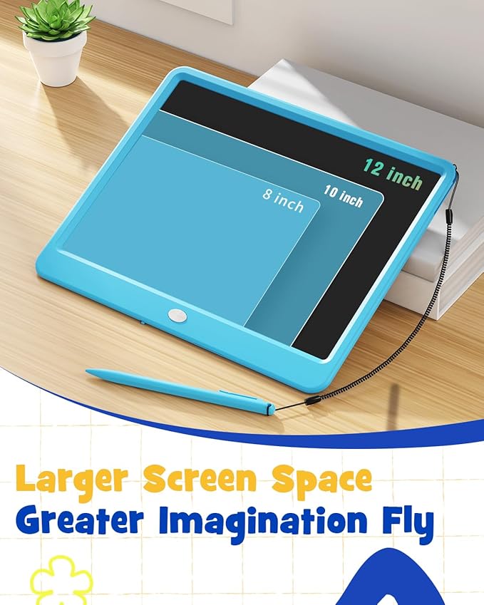 ORSEN LCD Writing Tablet 12 Inch, Colorful Doodle Board Drawing Tablet, Erasable Reusable Writing Pad, Educational for 3-8 Year Old Girls Boys(Blue)