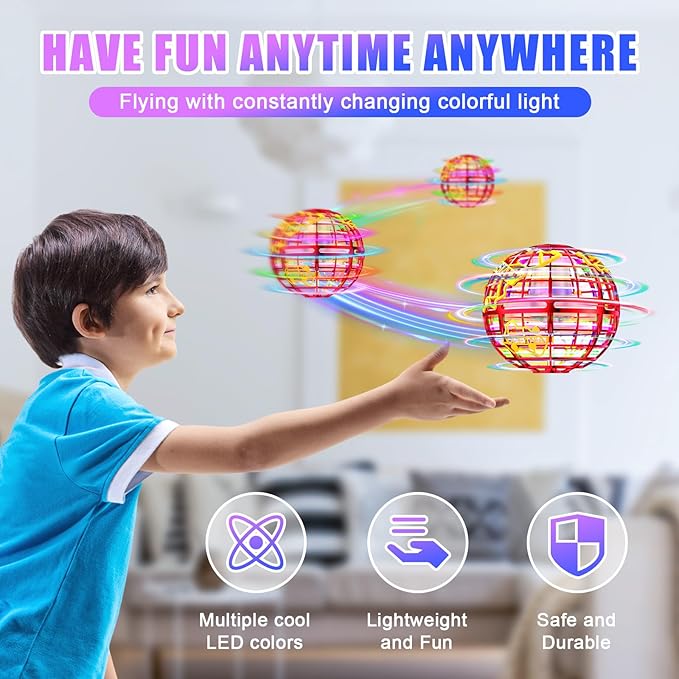 Flying orb Ball 2025 Hover Boomerang Ball 6 Lighting Effects Cool Toys Gift for 678910+ Year Kids Teen Adults Indoor Outdoor Flying Toy