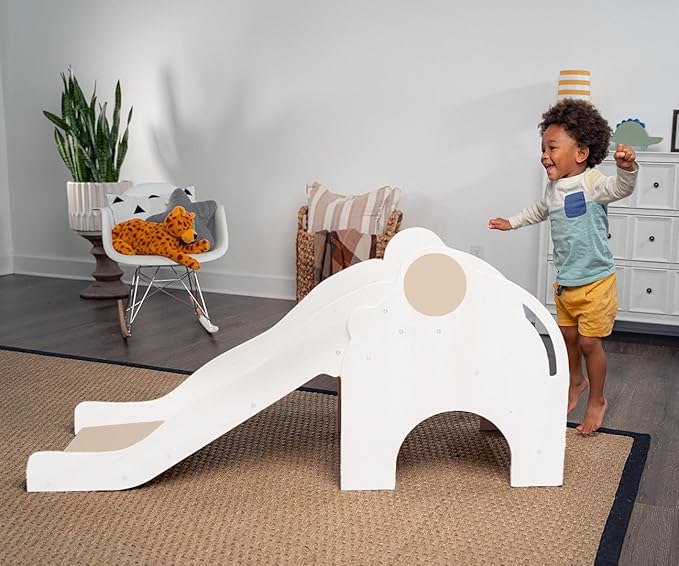 Avenlur Nima Indoor Slide - Elephant Shape Montessori Waldorf Style - Safe, Sturdy, and Reliable - Perfect Indoor Play Space for Developing Motor Skills and Balance in Toddlers and Kids Ages 1 to 5yrs