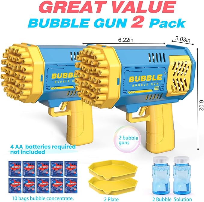 JONEG Toys for 3-8 Year Old Boys Girls: 2 Pack Bubble Machine for Kids with Bubble Solution, Gifts for 3 4 5 6 7 8 Years Old Boy Birthday Toy for Kid Toddlers Ages 4-6 Outdoor Wedding Bubbles Wands