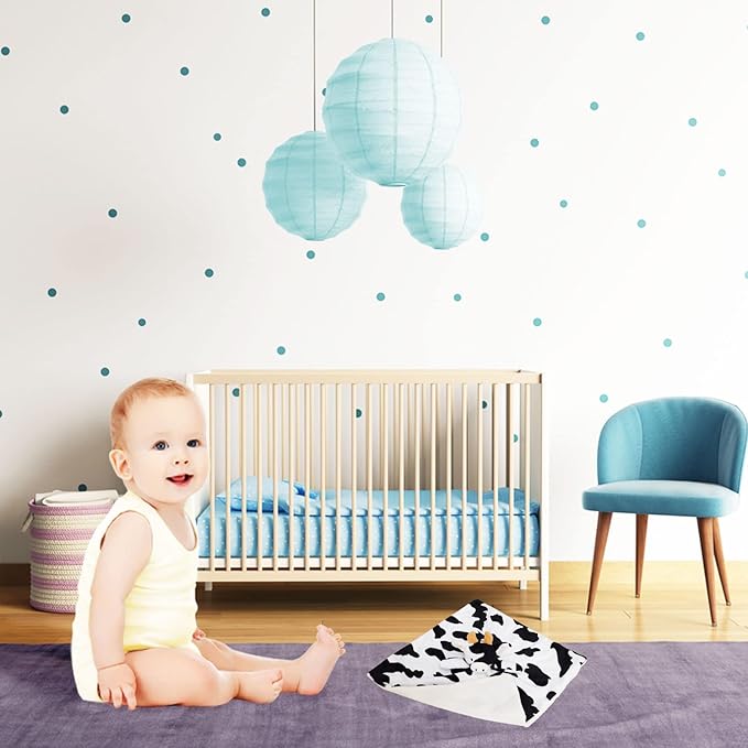 Baby Cow Soft Stuffed Animal Security Blanket, Plush Cow Character Lovey Blanket, Baby Shower/Nursery Gift, Newborn Infant Toddler Snuggle Blankie for Boys Girls, Orange Horns, 13 Inches