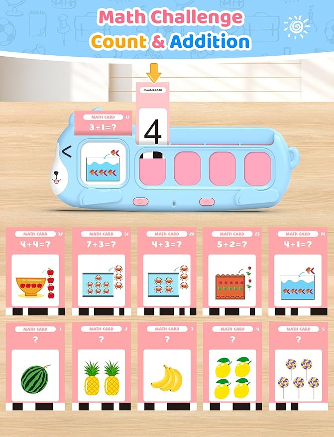 QuTZ Phonics Learning Toy for Preschool Kids – Talking Flash Cards with Sound Machine, Word Blending & Math Games – Educational Reading & Counting Activity Set 4-8